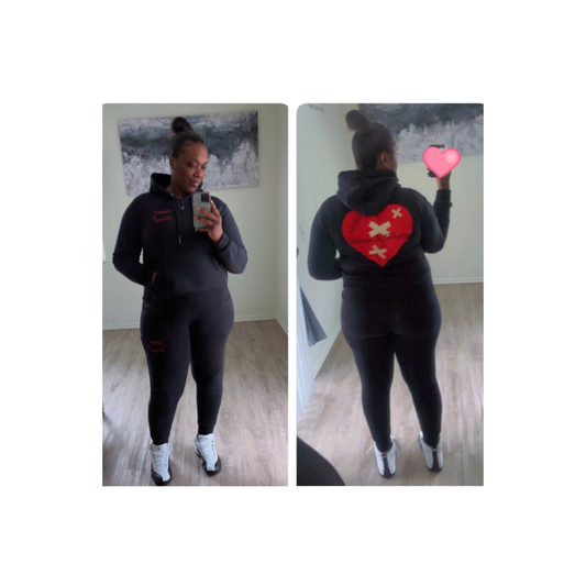 Healed & Pretty Women's Black Hooded Jogger Set