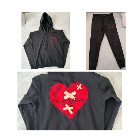 Healed & Pretty Women's Black Hooded Jogger Set
