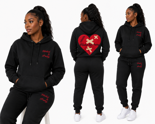 Healed & Pretty Women's Black Hooded Jogger Set