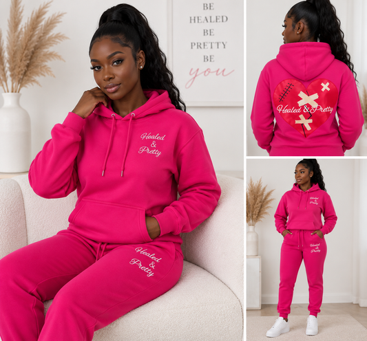 Healed & Pretty Women's Pink Hooded Jogger Set
